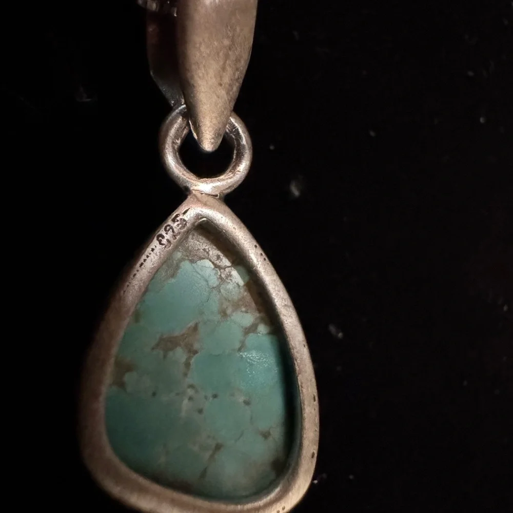 Genuine‎ native American made turquoise and sterling silver pendant